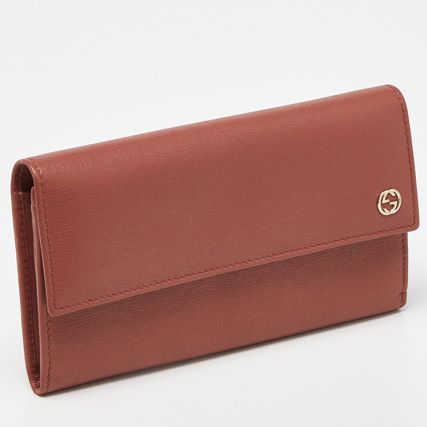 Luxury Gucci Trending 2025 Brown Brick Leather Interlocking G Continental Wallet