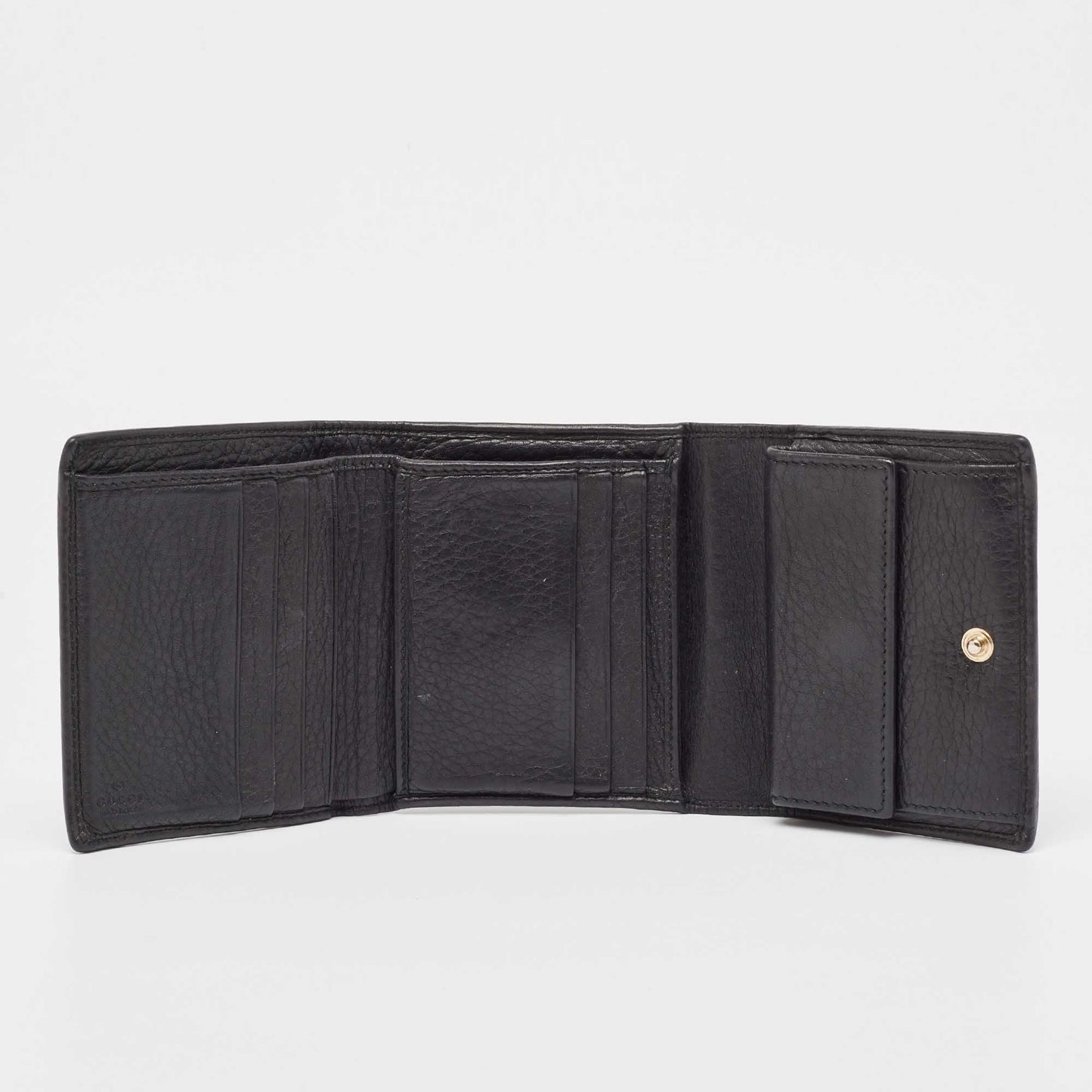Luxury Gucci Trending 2025 Black Leather Soho Trifold Wallet