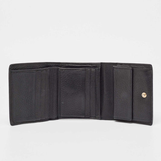 Luxury Gucci Trending 2025 Black Leather Soho Trifold Wallet
