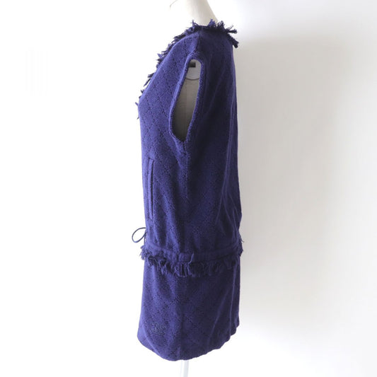Chanel COCO Mark Matelasse Dress Navy 38