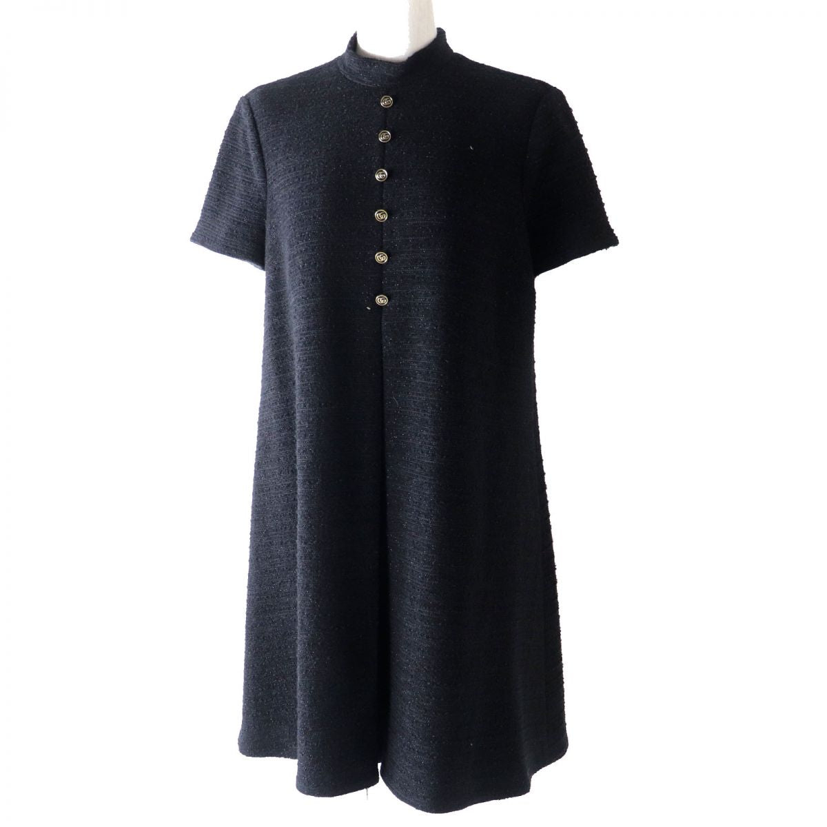Luxury Gucci Trending 2025 GG Button Tweed Dress Black 40