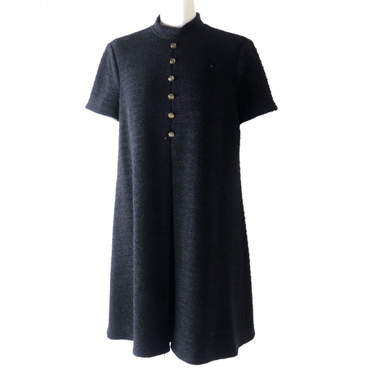 Luxury Gucci Trending 2025 GG Button Tweed Dress Black 40