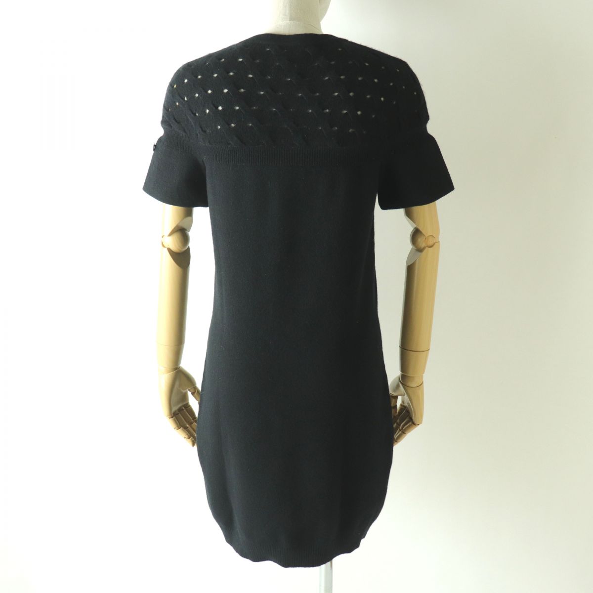 Chanel Cashmere Short Sleeve Knit Dress Black
