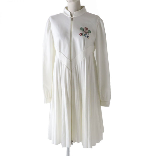Luxury Gucci Trending 2025 Women's Tennis Logo Pleated Dress White M