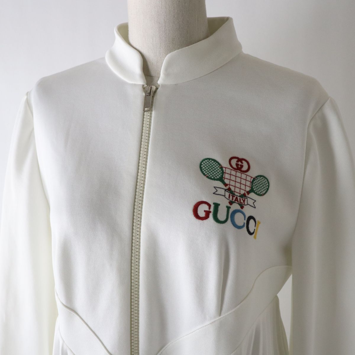 Luxury Gucci Trending 2025 Women's Tennis Logo Pleated Dress White M
