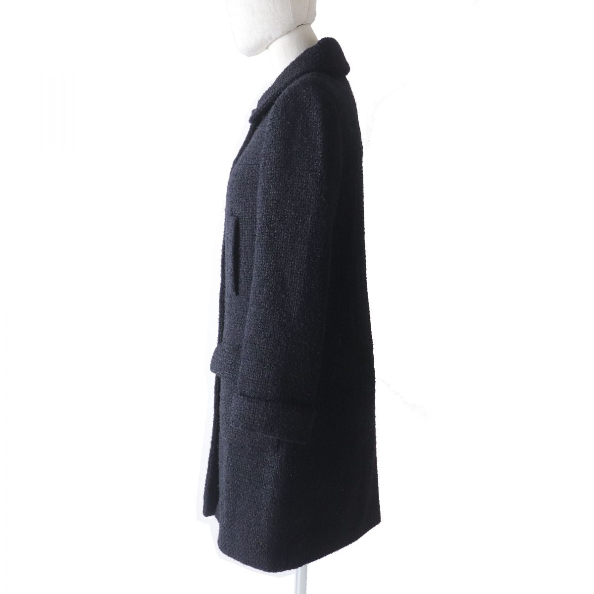 Chanel COCO Mark Tweed Coat Black 34