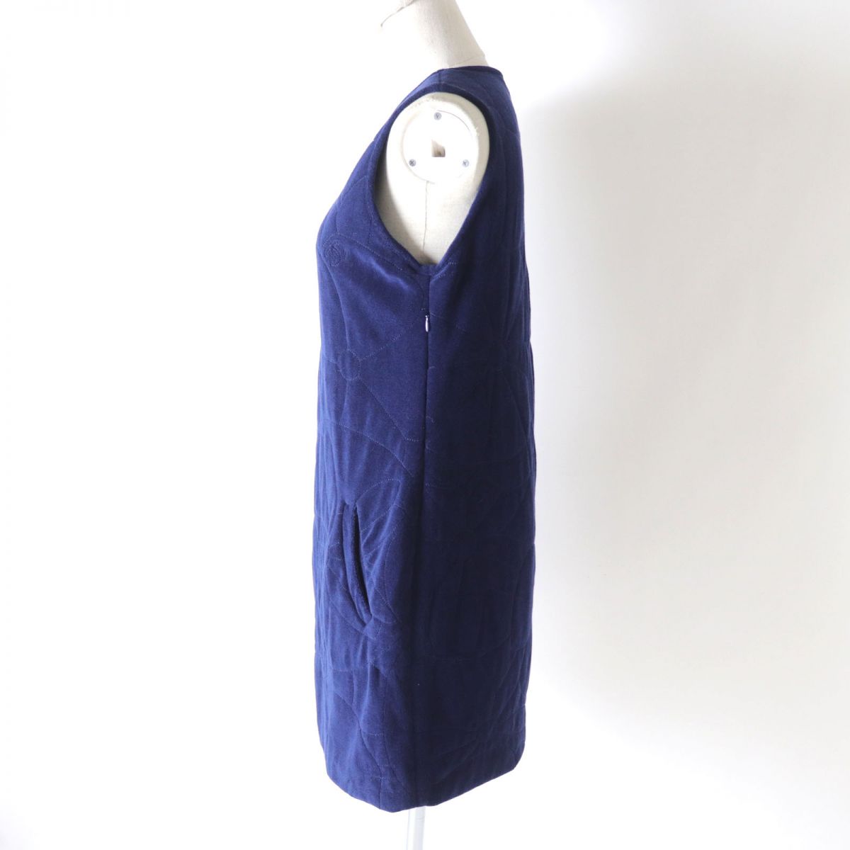 Chanel Camellia Sleeveless Dress Navy 38