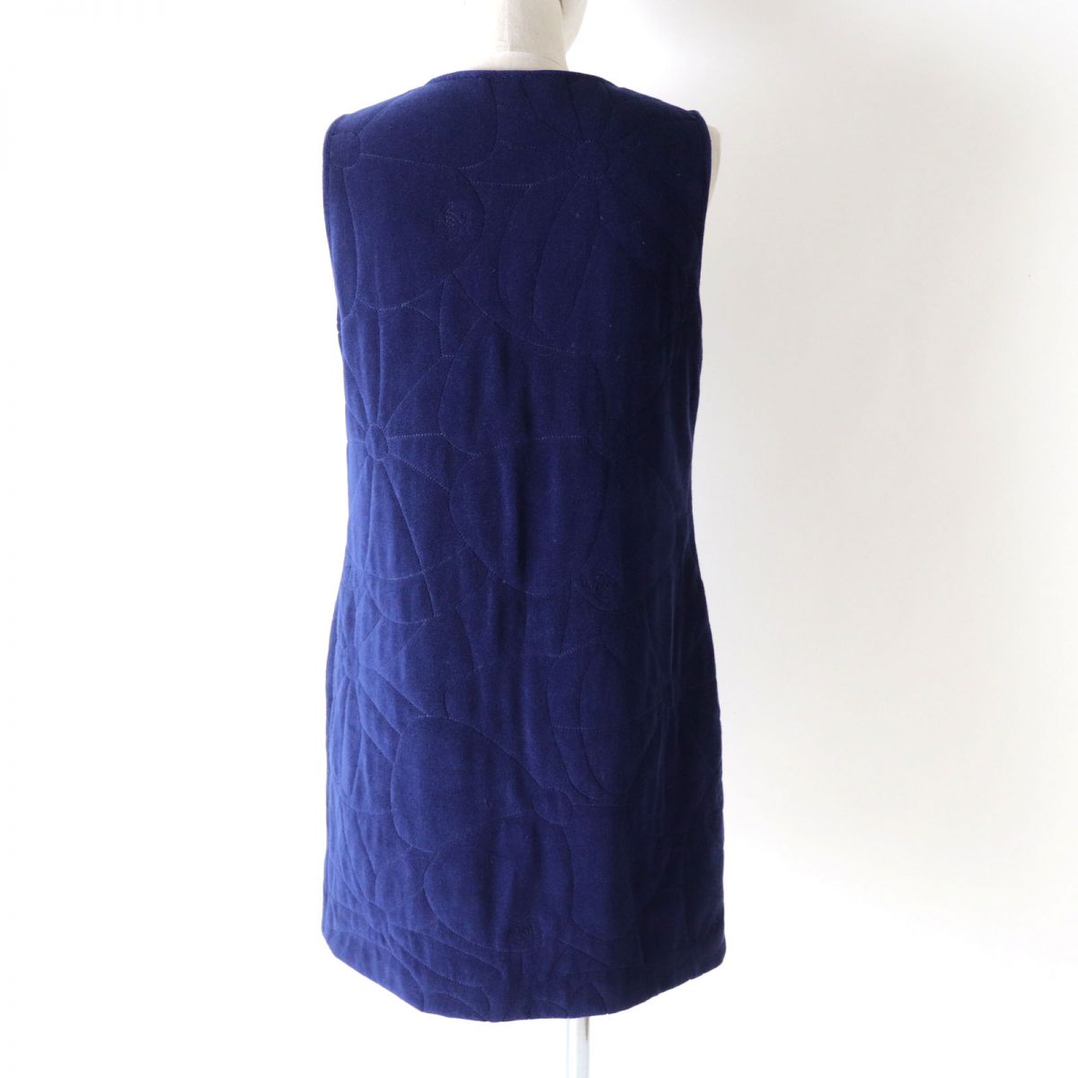 Chanel Camellia Sleeveless Dress Navy 38