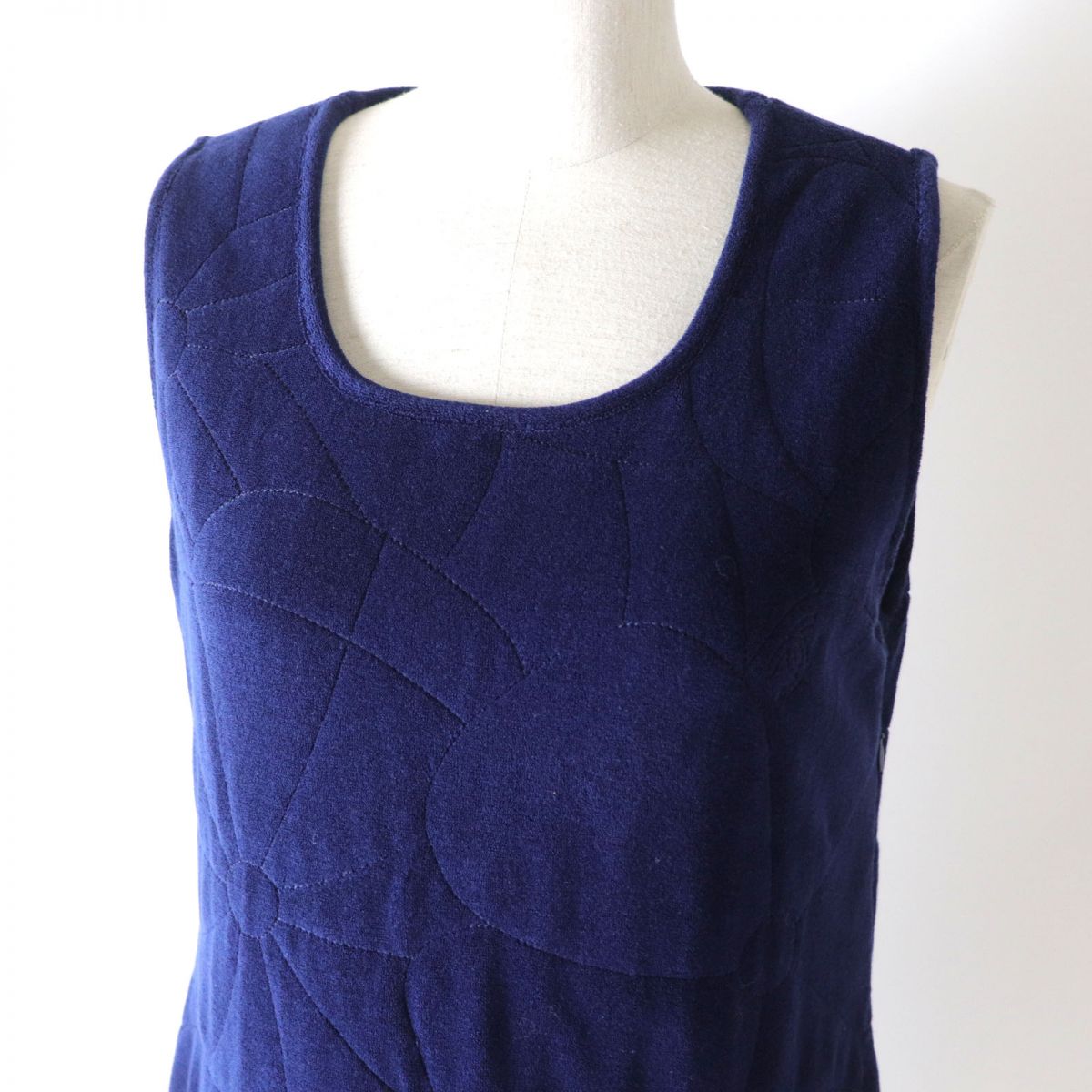 Chanel Camellia Sleeveless Dress Navy 38