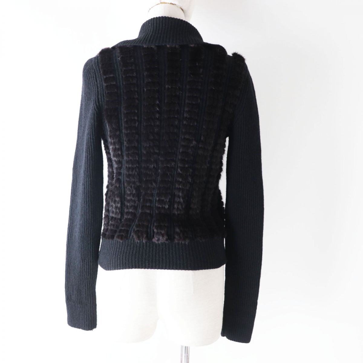 Luxury Gucci Trending 2025 Mink Fur Cardigan Black Brown XS