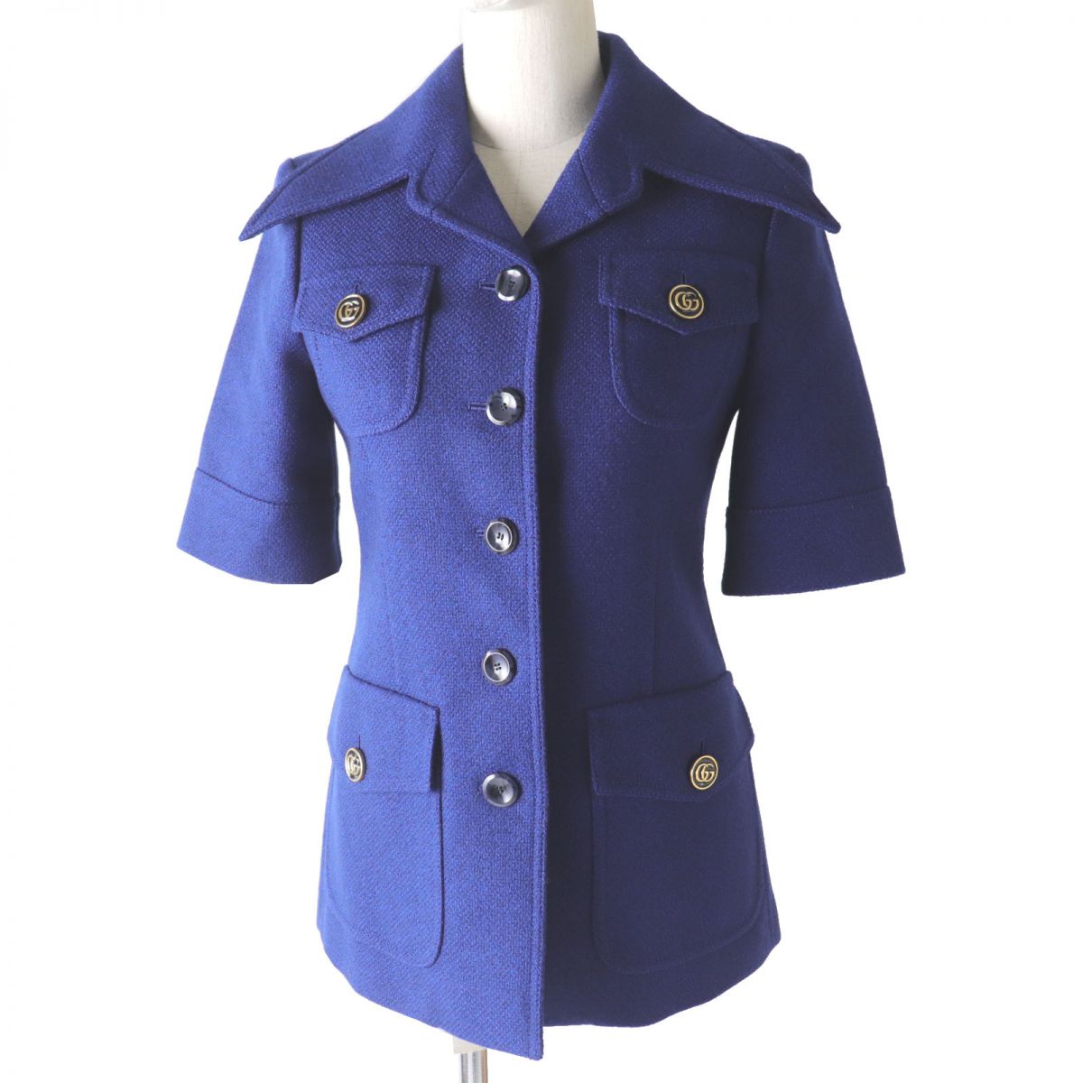 Luxury Gucci Trending 2025 Women's GG Tweed Jacket Blue 36