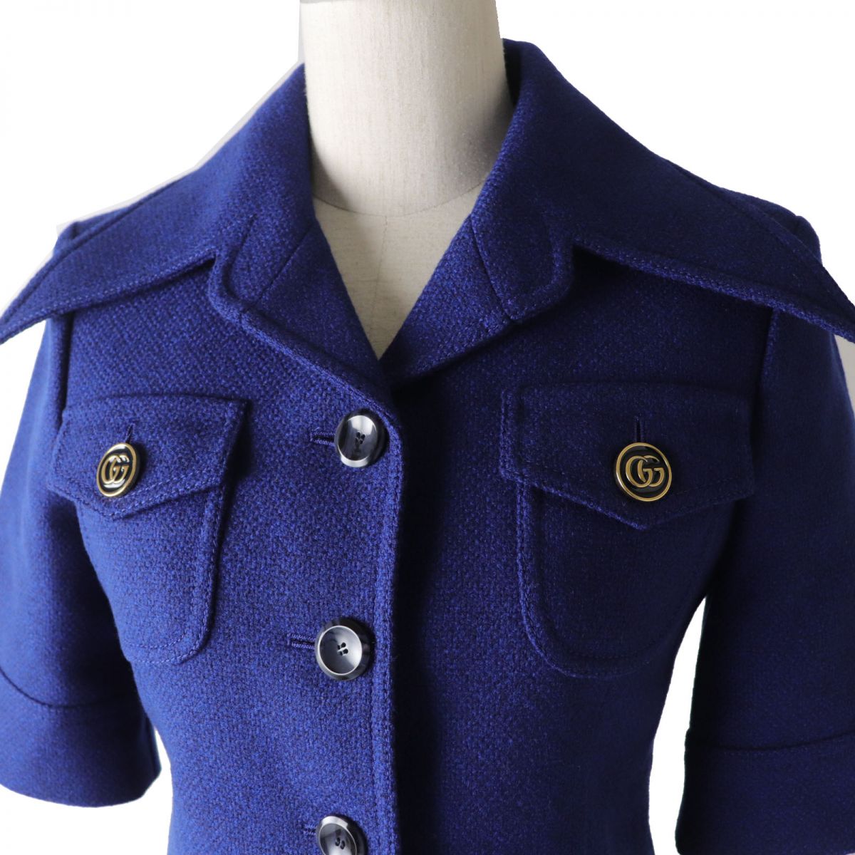 Luxury Gucci Trending 2025 Women's GG Tweed Jacket Blue 36