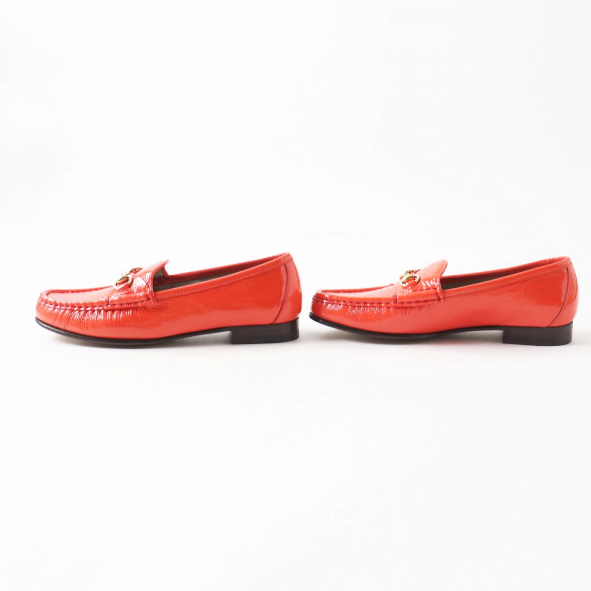 Luxury Gucci Trending 2025 Patent Leather Horsebit Loafers 35.5