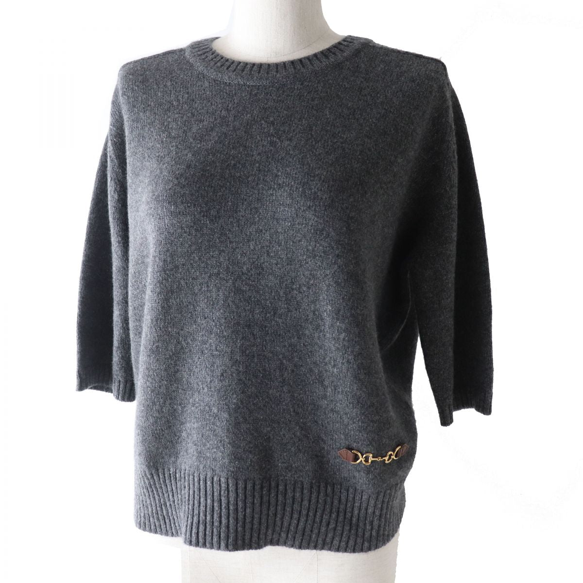 Luxury Gucci Trending 2025 Cashmere Horsebit Knit Pullover Gray L