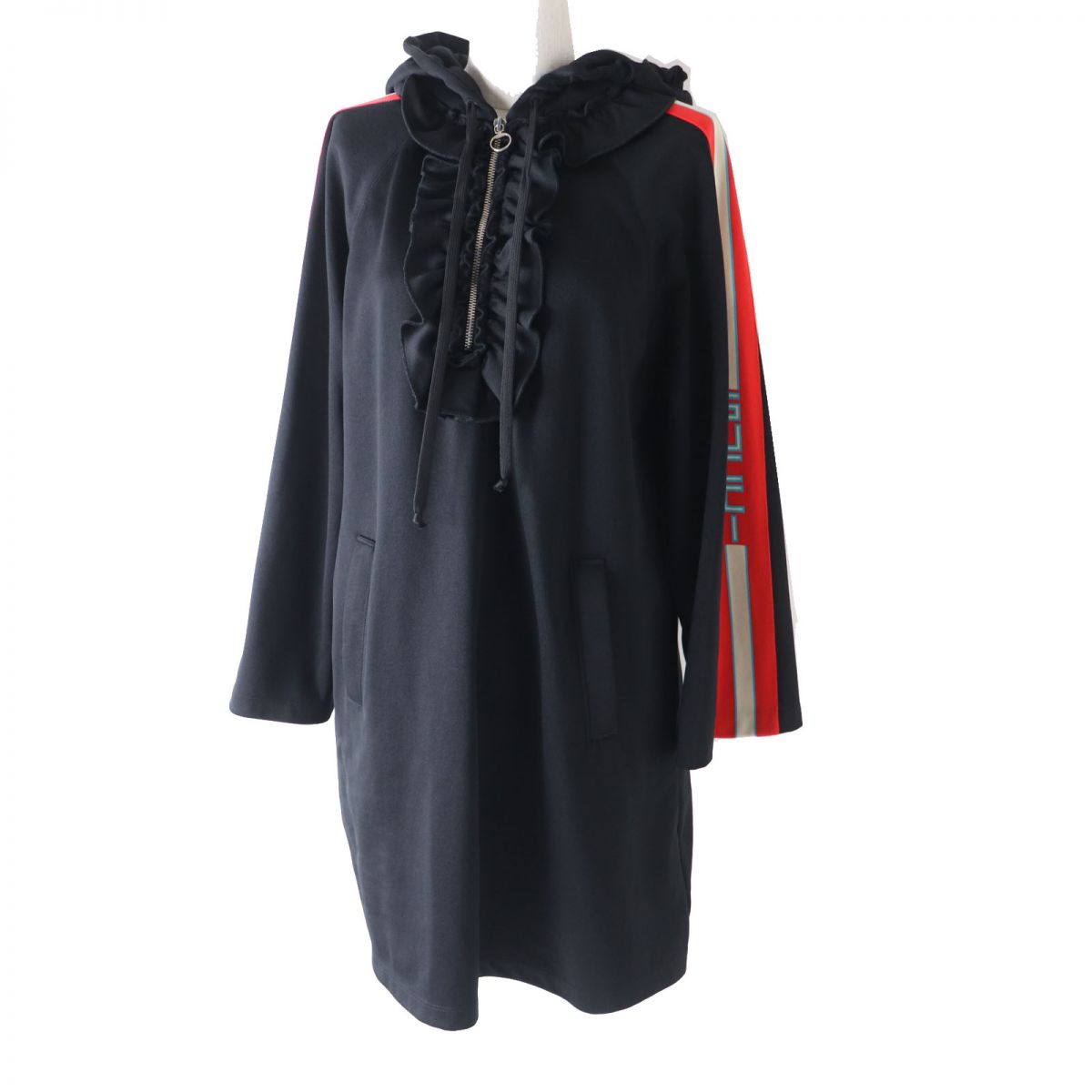 Luxury Gucci Trending 2025 Logo Tape Fringe Jersey Dress Black M