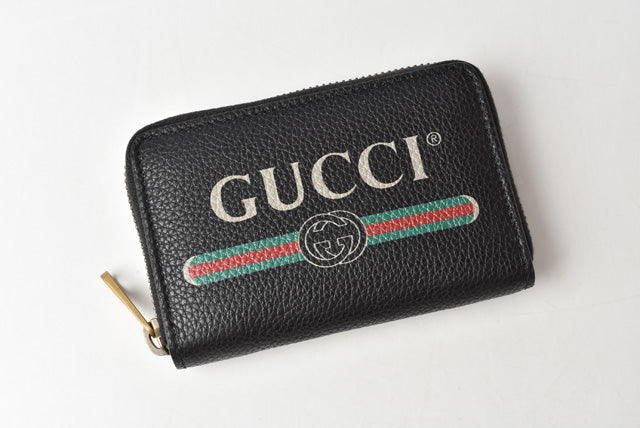 Luxury Gucci Trending 2025 Coin/Card Case Vintage Logo Black 496319