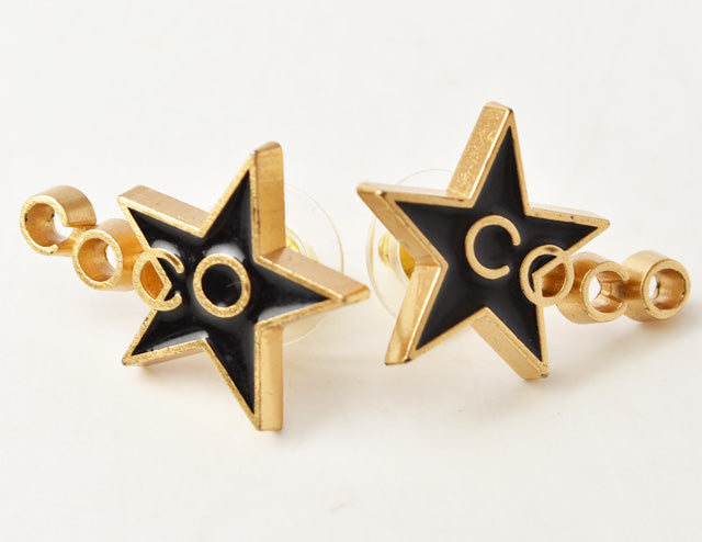 Chanel Earrings COCO/Star Black/Gold GP/Metal Clip-On
