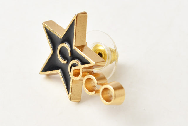 Chanel Earrings COCO/Star Black/Gold GP/Metal Clip-On
