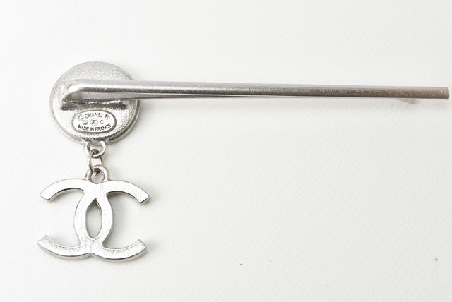 Chanel Hairpin Rhinestone Green/Silver