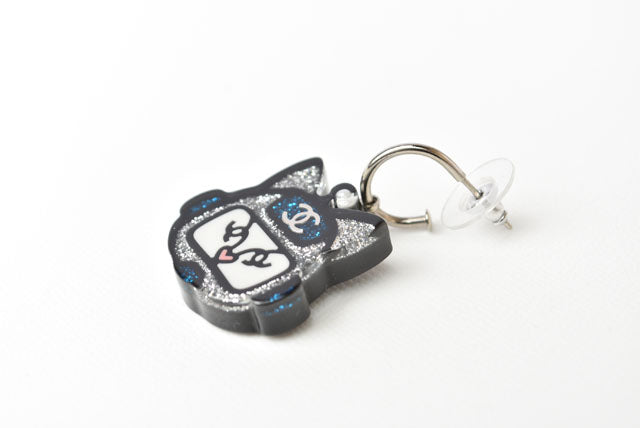 Chanel Plastic Earrings Blue/Silver