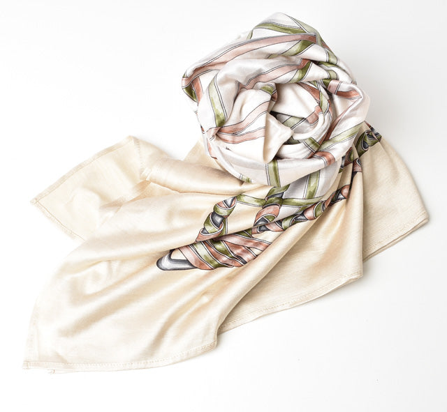 Luxury Gucci Trending 2025 Silk Scarf Beige/White