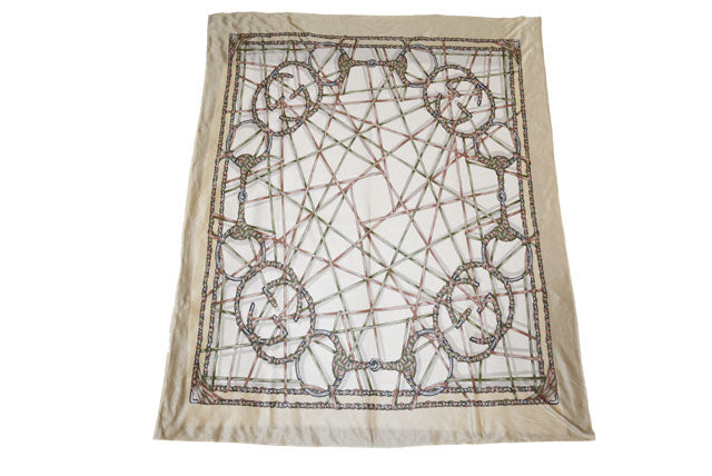 Luxury Gucci Trending 2025 Silk Scarf Beige/White
