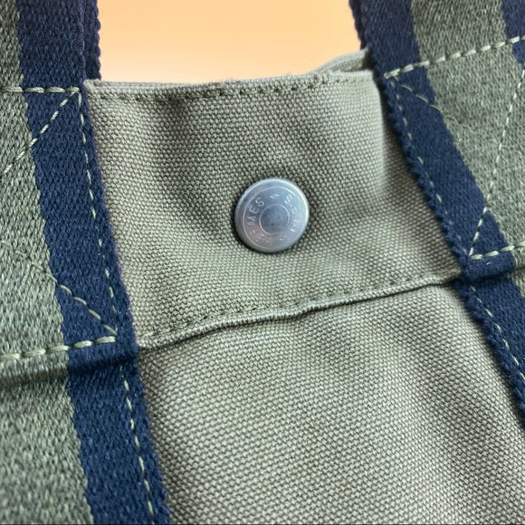 Luxury Hermes Green Canvas Fourre Tout PM Tote Bag