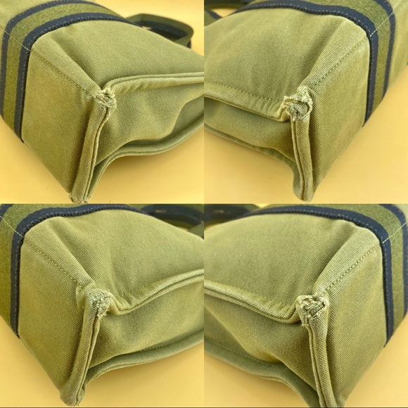 Luxury Hermes Green Canvas Fourre Tout PM Tote Bag