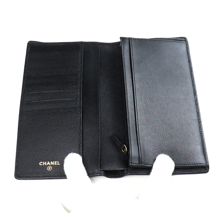 Chanel Coco Button Long Wallet Black
