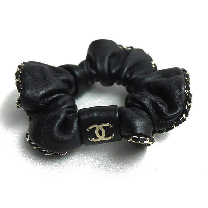Chanel Coco Mark Hair Scrunchie Black