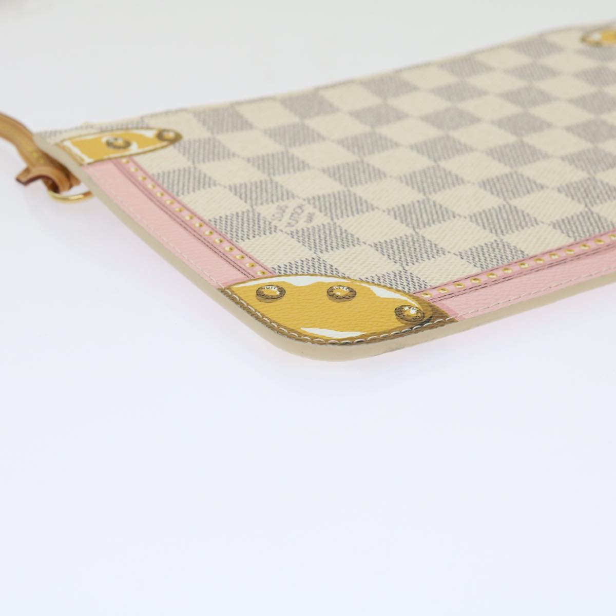 LOUIS VUITTON Damier Azur Summer Trunk Neverfull MM Pouch N41065 LV mr014