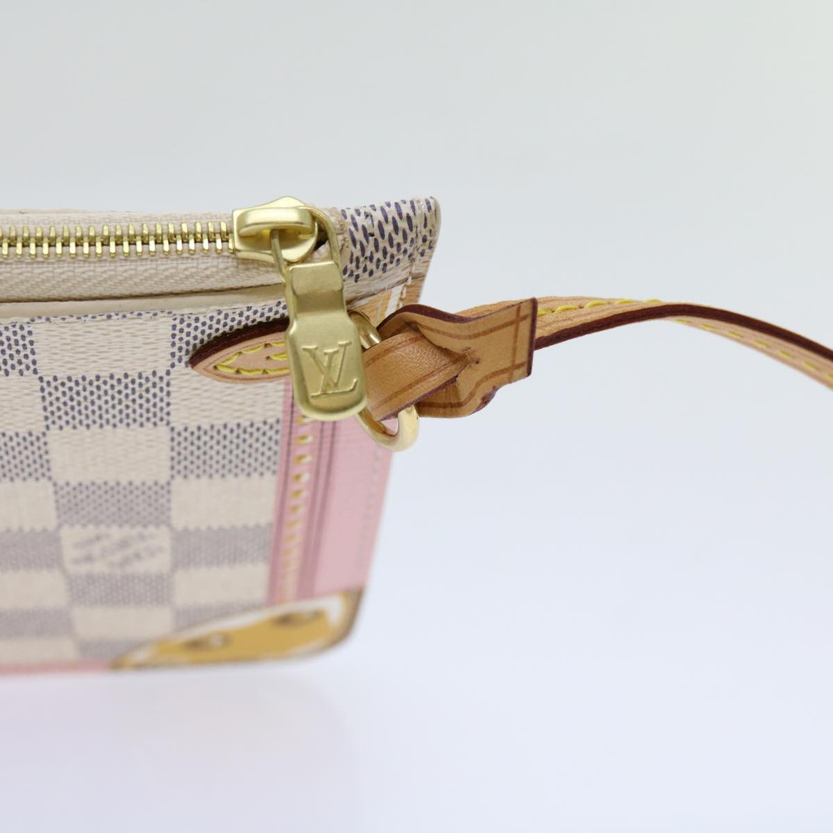 LOUIS VUITTON Damier Azur Summer Trunk Neverfull MM Pouch N41065 LV mr014