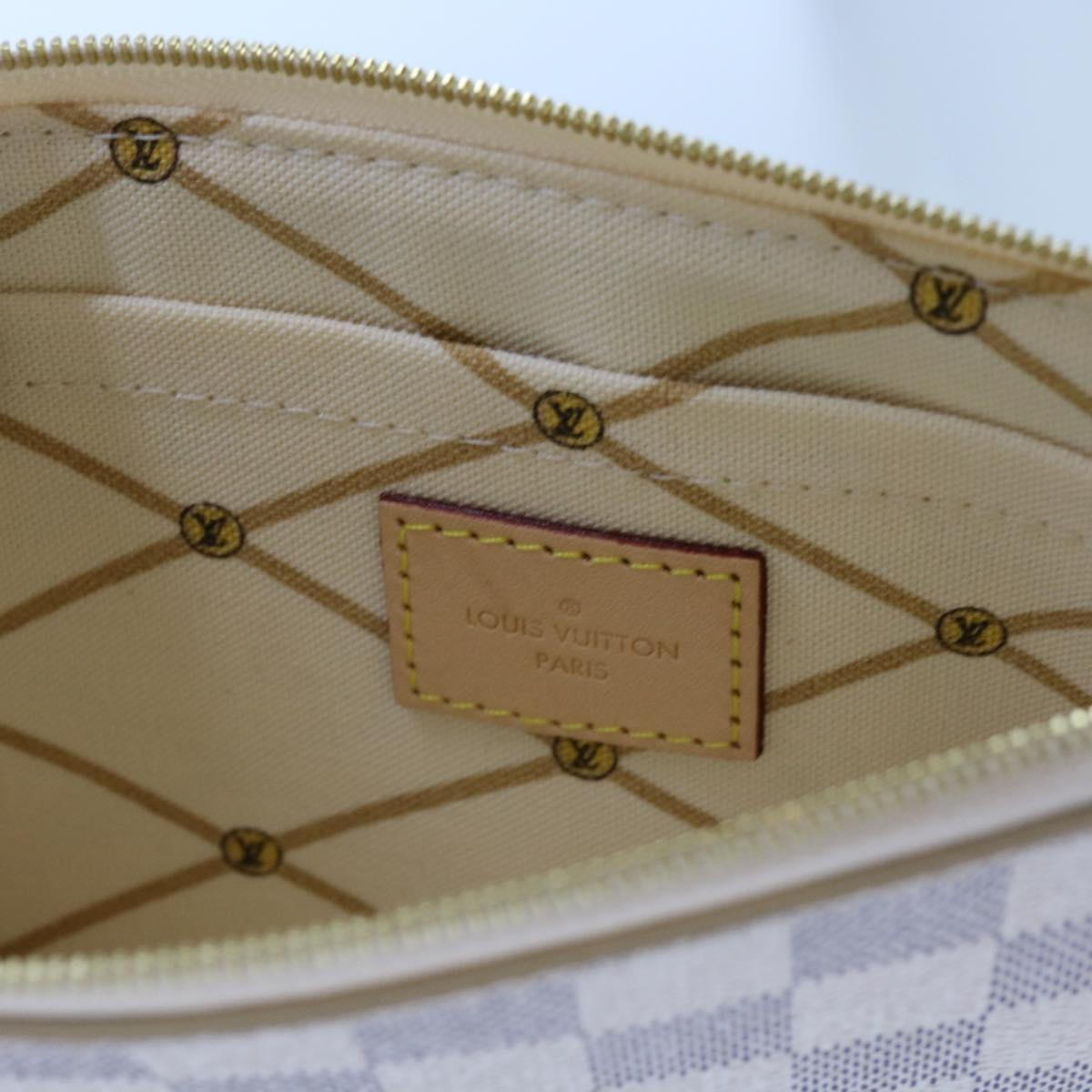 LOUIS VUITTON Damier Azur Summer Trunk Neverfull MM Pouch N41065 LV mr014