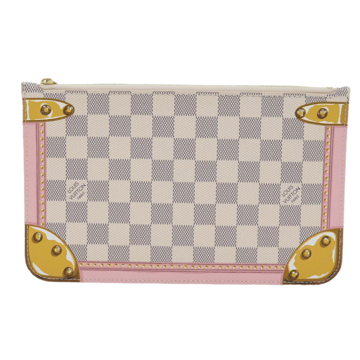 LOUIS VUITTON Damier Azur Summer Trunk Neverfull MM Pouch N41065 LV mr014