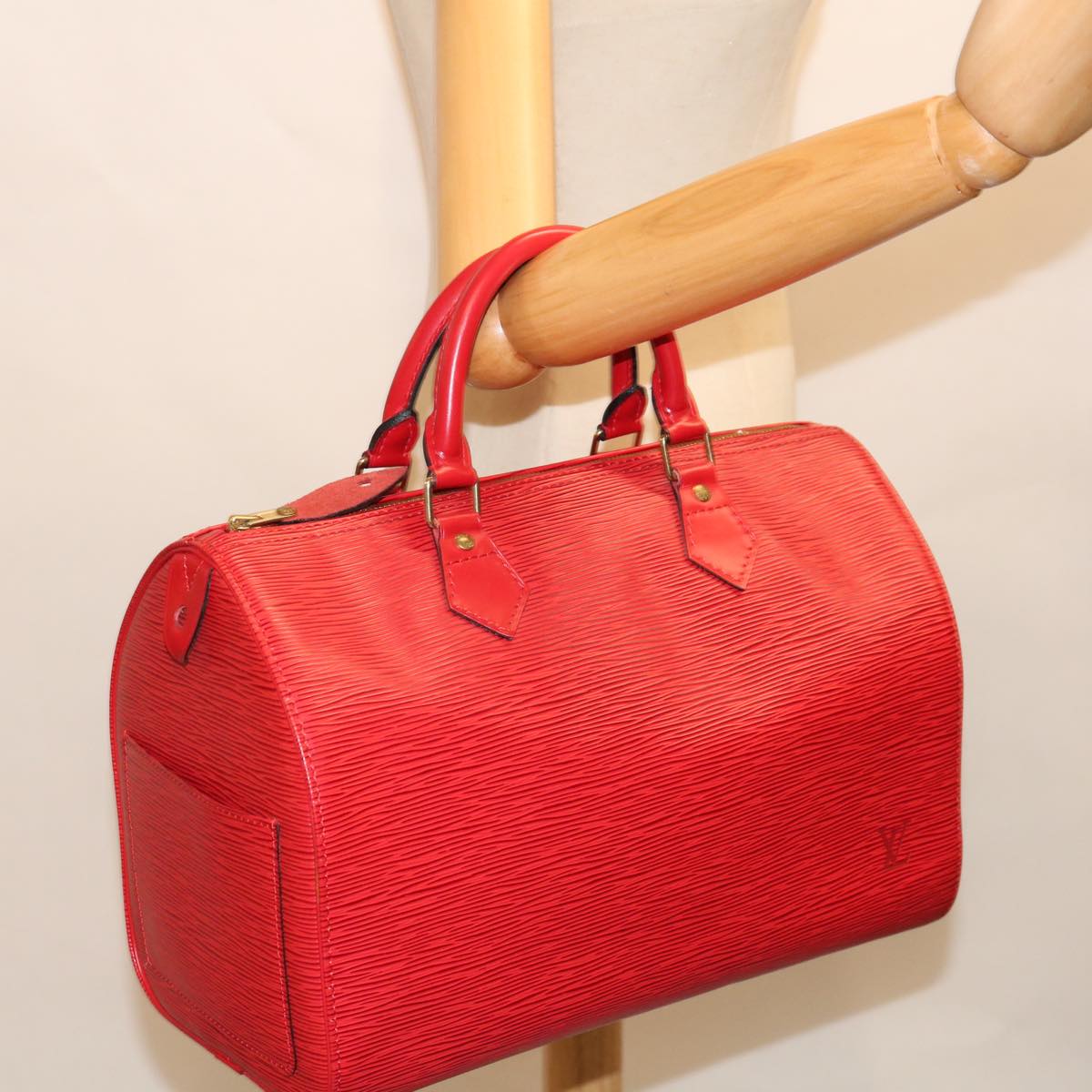 LOUIS VUITTON Epi Speedy 30 Hand Bag Castilian Red M43007 LV mr081A