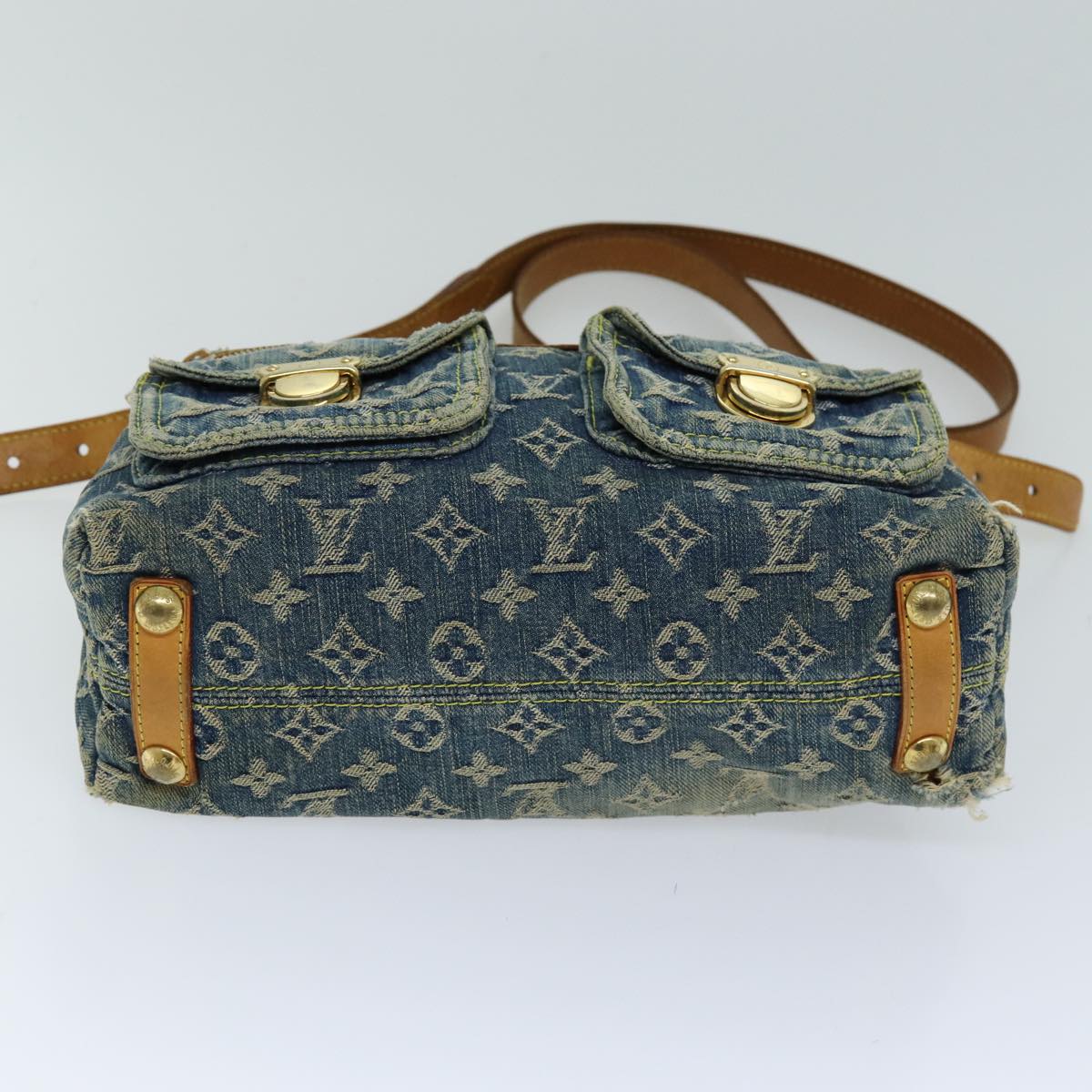 LOUIS VUITTON Monogram denim Buggy PM Shoulder Bag Blue M95049 LV mr216