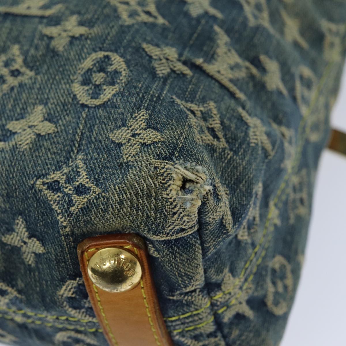 LOUIS VUITTON Monogram denim Buggy PM Shoulder Bag Blue M95049 LV mr216