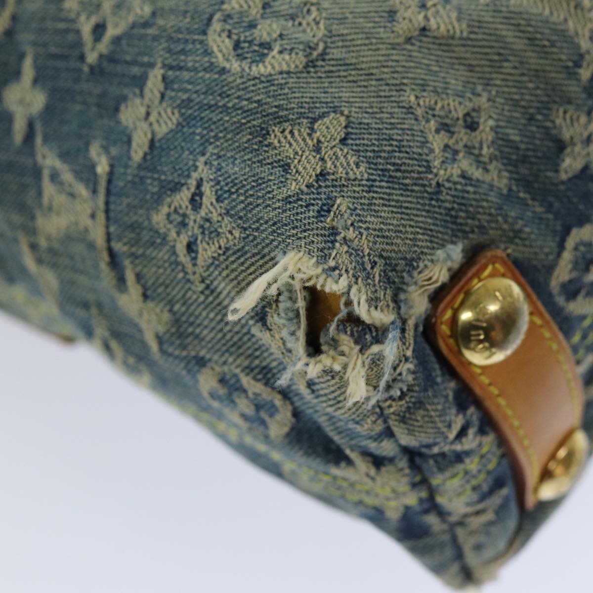 LOUIS VUITTON Monogram denim Buggy PM Shoulder Bag Blue M95049 LV mr216