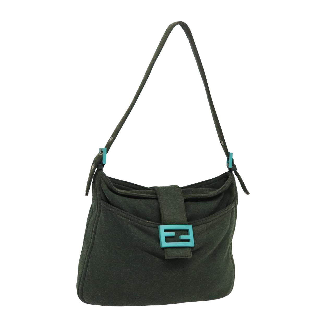 Luxury Fendi Mamma Baguette Shoulder Bag Cotton Greenmr306