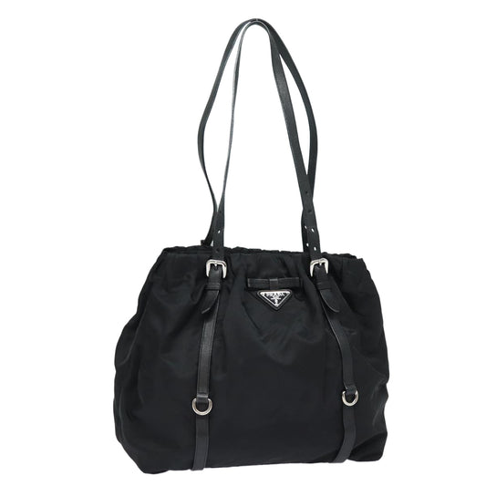 Luxury Prada Ribbon Tote Bag Nylon Black BN1136  mr381