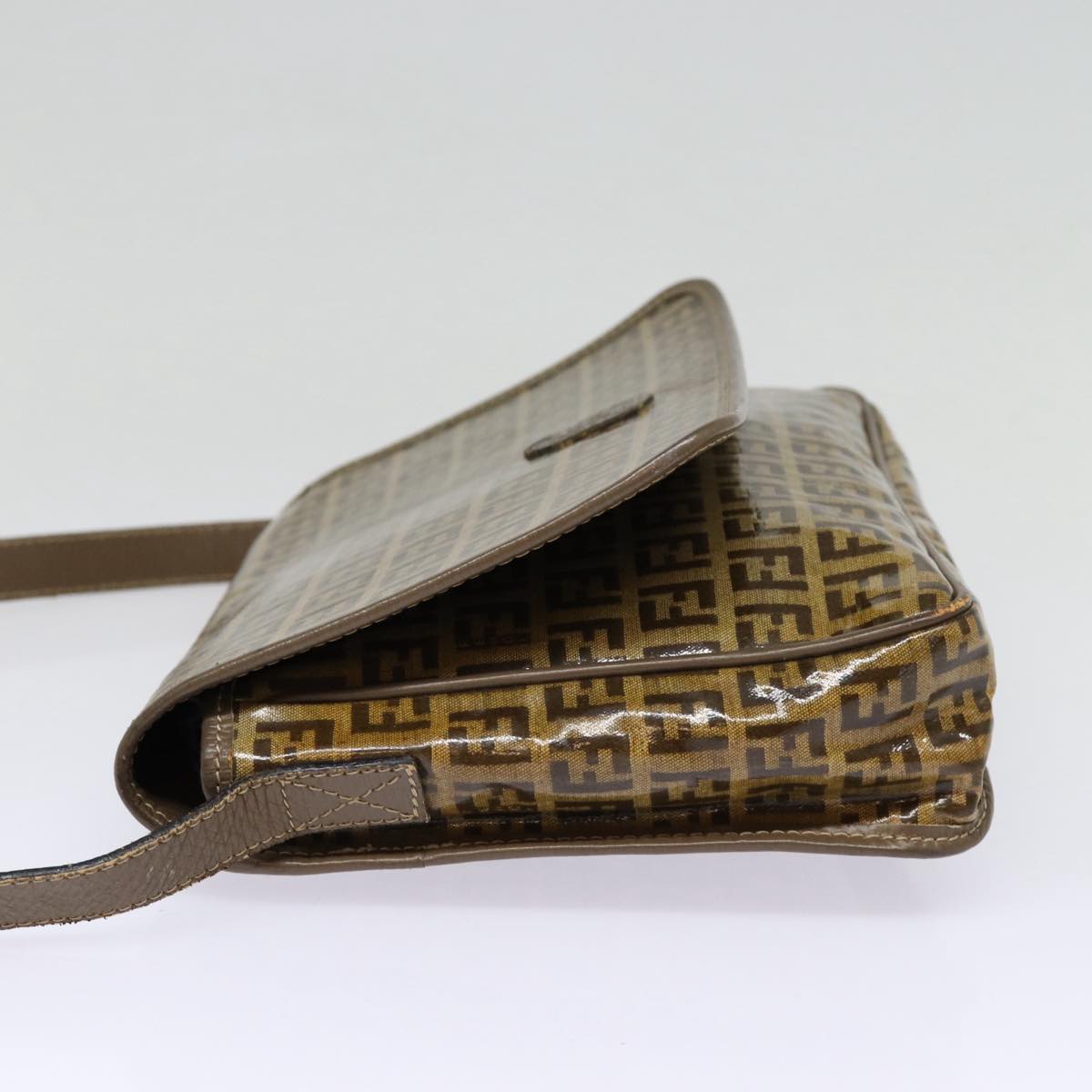 Luxury Fendi Zucchino Canvas Shoulder Bag Brown Silvermr463