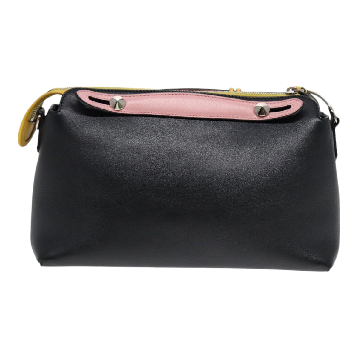 Luxury Fendi By The Way Medium Hand Bag Leather 2way Black Silvermr464