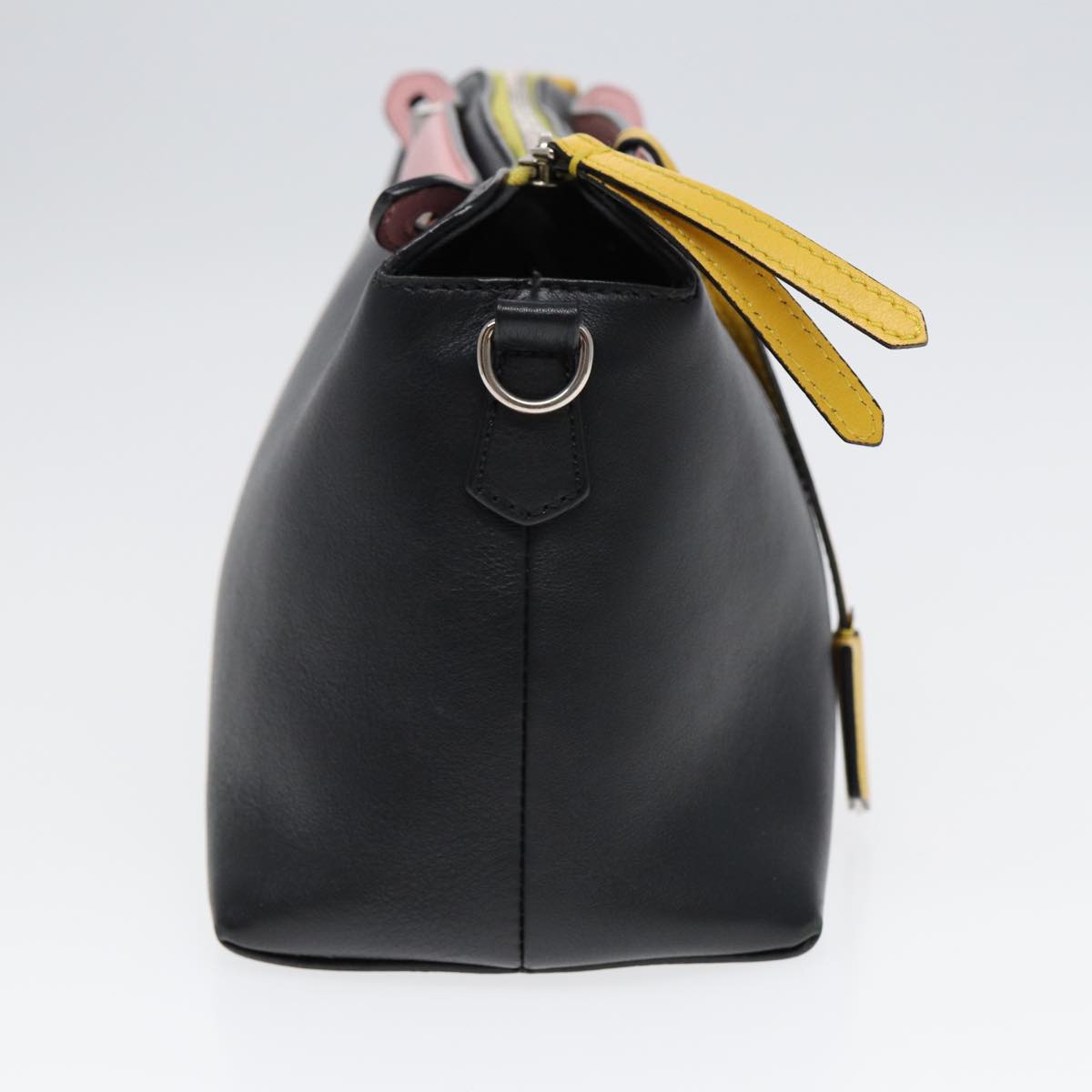 Luxury Fendi By The Way Medium Hand Bag Leather 2way Black Silvermr464