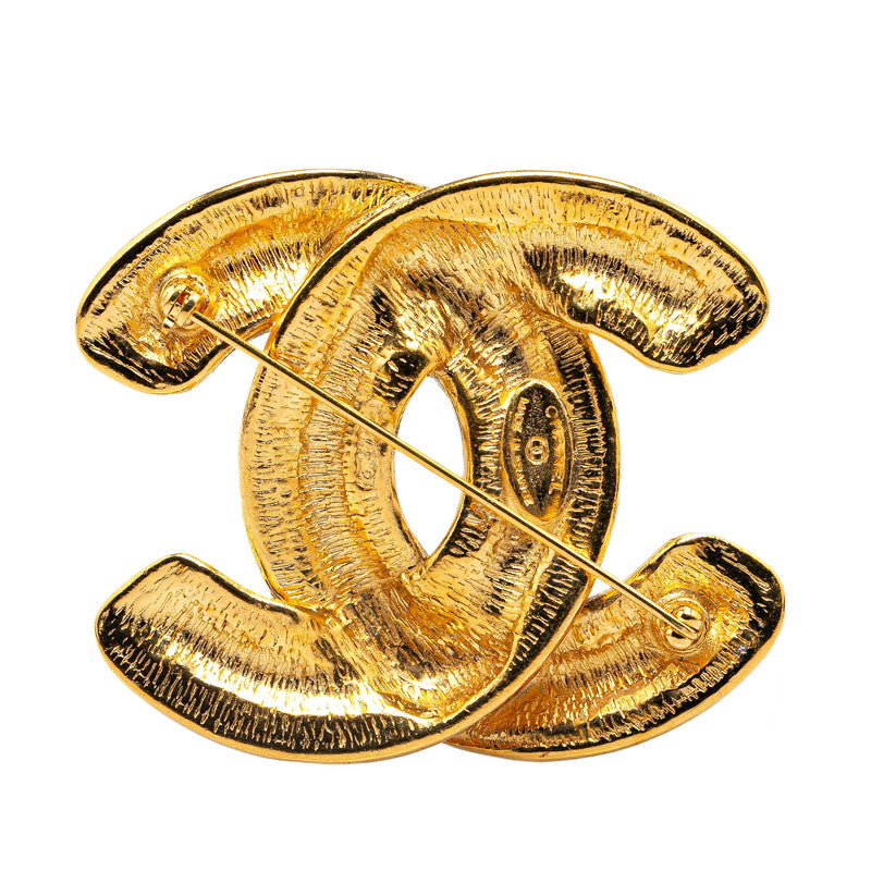 Chanel Vintage Matelasse Coco Mark Brooch Gold Plated