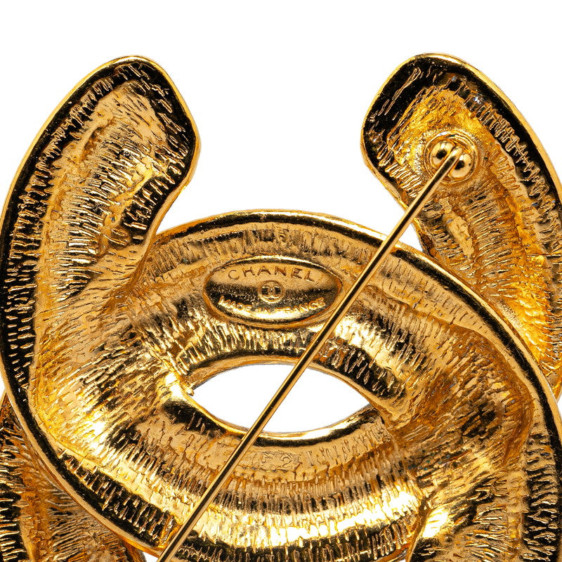 Chanel Vintage Matelasse Coco Mark Brooch Gold Plated