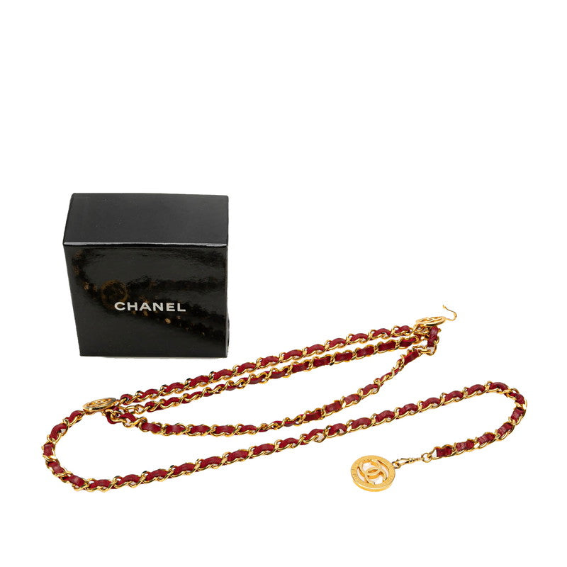 Chanel Vintage Coco Mark Chain Belt Red Gold