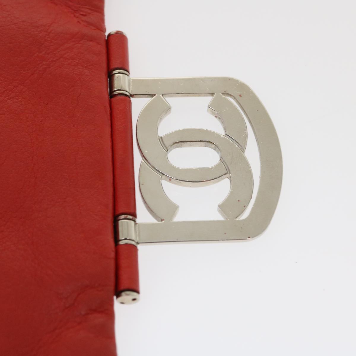 CHANEL Matelasse Chain Flap Shoulder Bag Lamb Skin Turn Lock Red CC  35174A