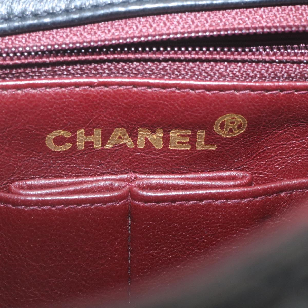 CHANEL Matelasse Chain Flap Turn Lock Shoulder Bag Lamb Skin Black  34659A