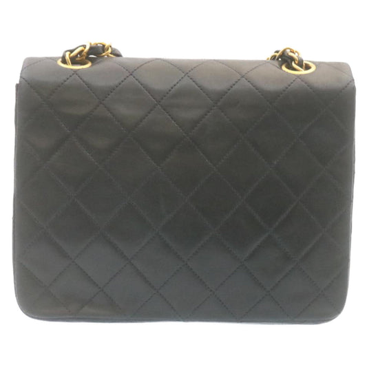 CHANEL Matelasse Chain Flap Turn Lock Shoulder Bag Lamb Skin Black  34659A