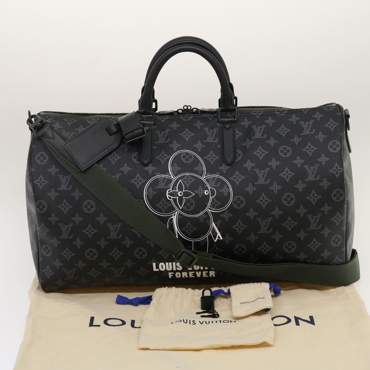 LOUIS VUITTON Monogram Eclipse Vivienne Keepall 50 Boston Bag M43683 34733S